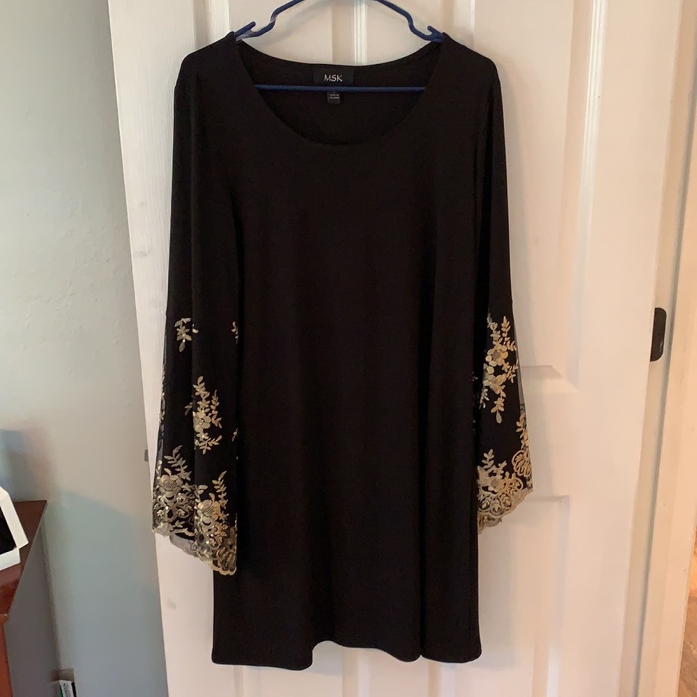 Black cocktail dress with bell sleeve size L